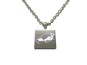 Silver Toned Etched Walrus Necklace