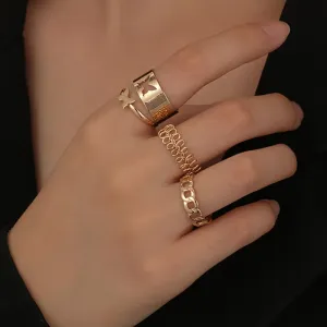 Simple Creative Abstract Butterfly Design Ring Set