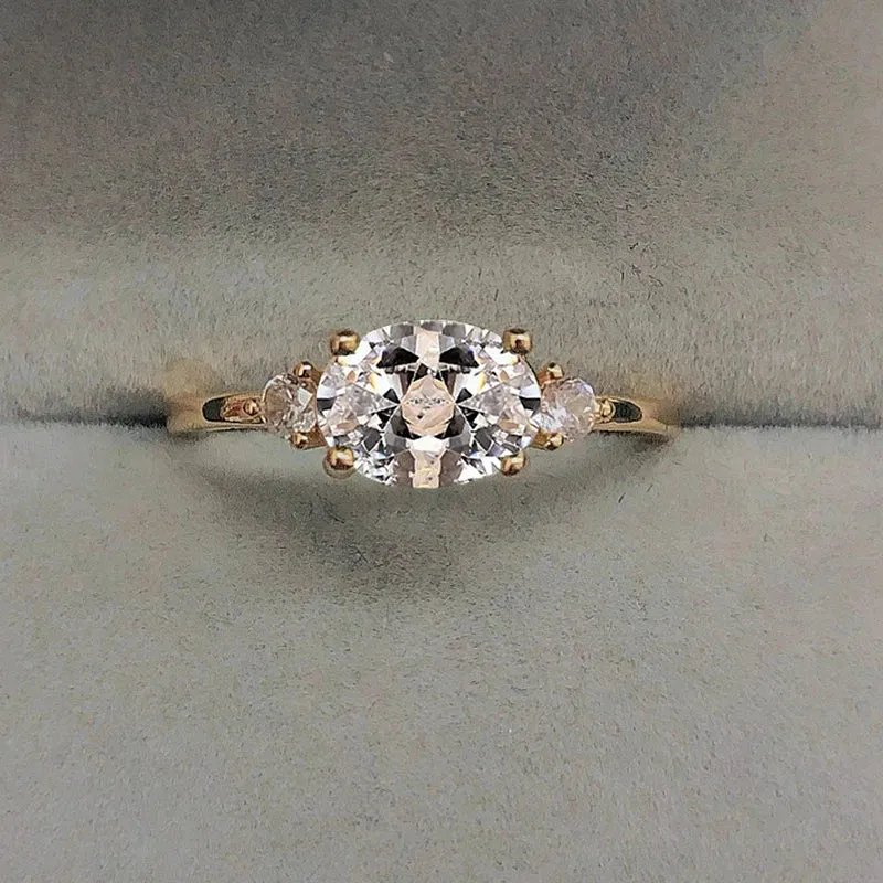 Simple Multicolor Oval Zircon Rings