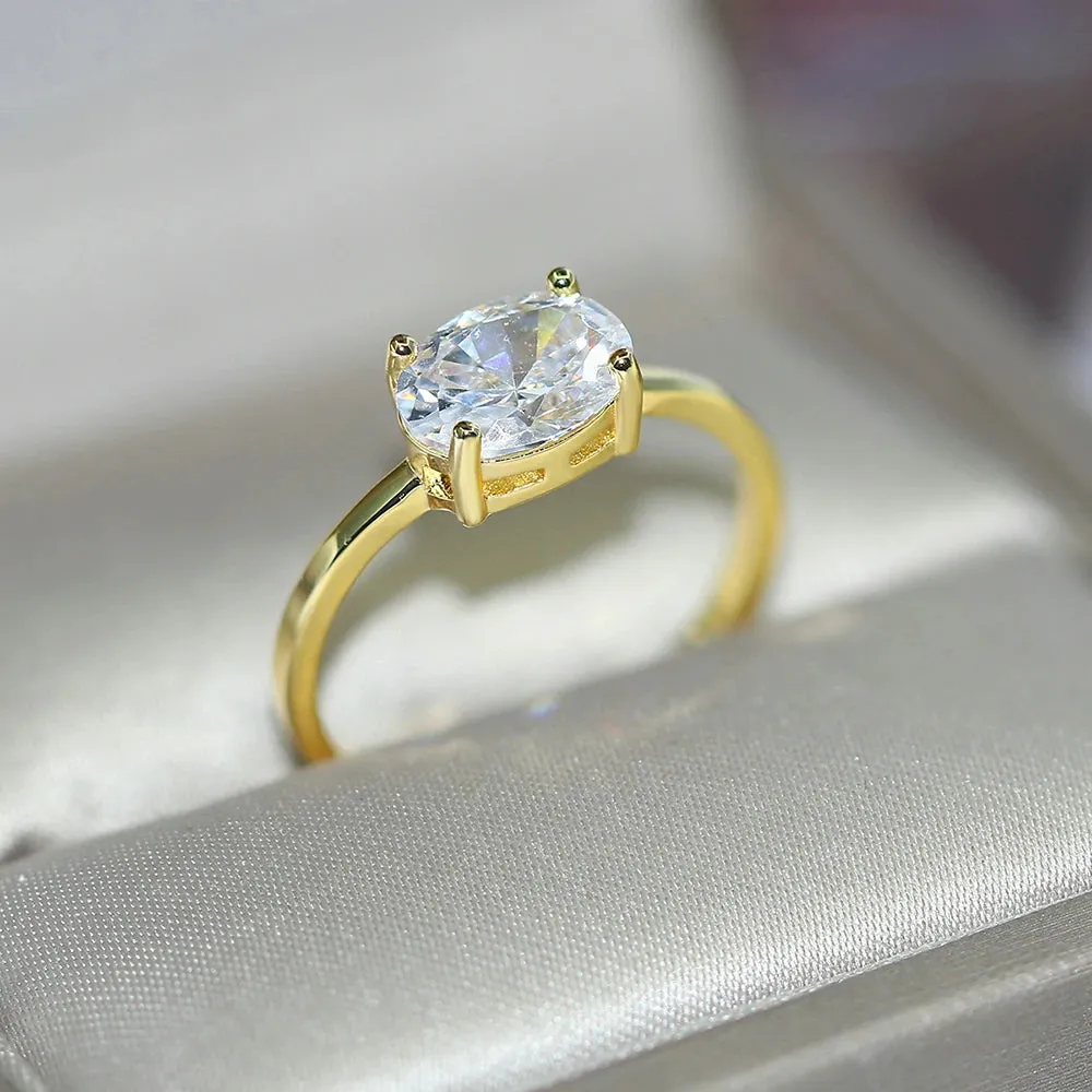 Simple Multicolor Oval Zircon Rings
