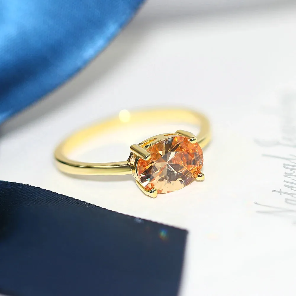 Simple Multicolor Oval Zircon Rings