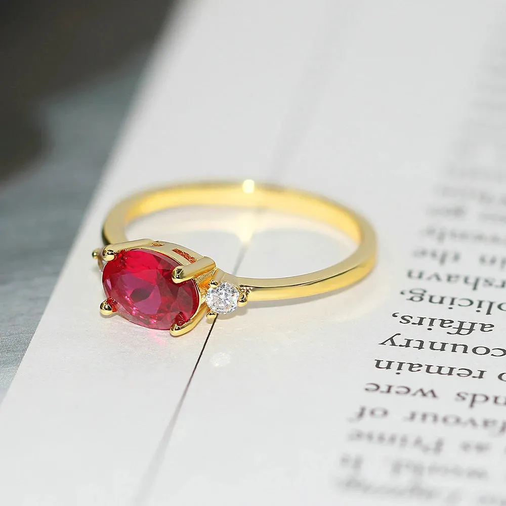 Simple Multicolor Oval Zircon Rings