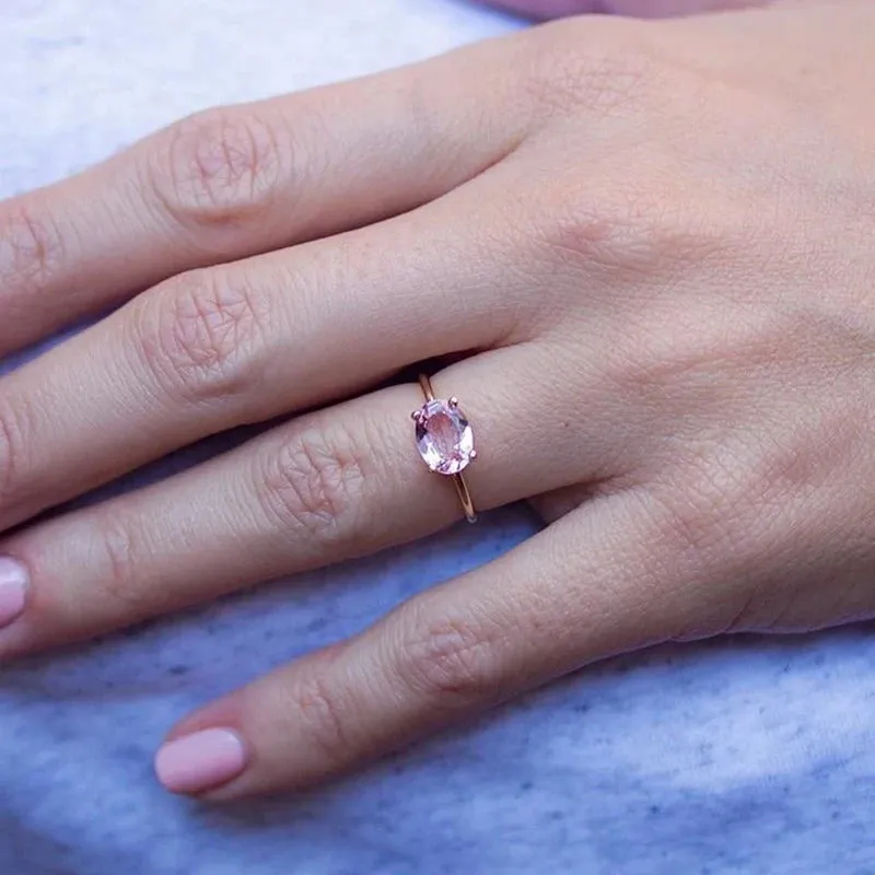 Simple Multicolor Oval Zircon Rings