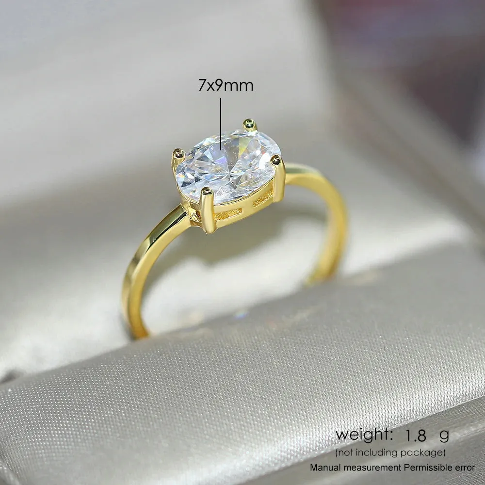 Simple Multicolor Oval Zircon Rings