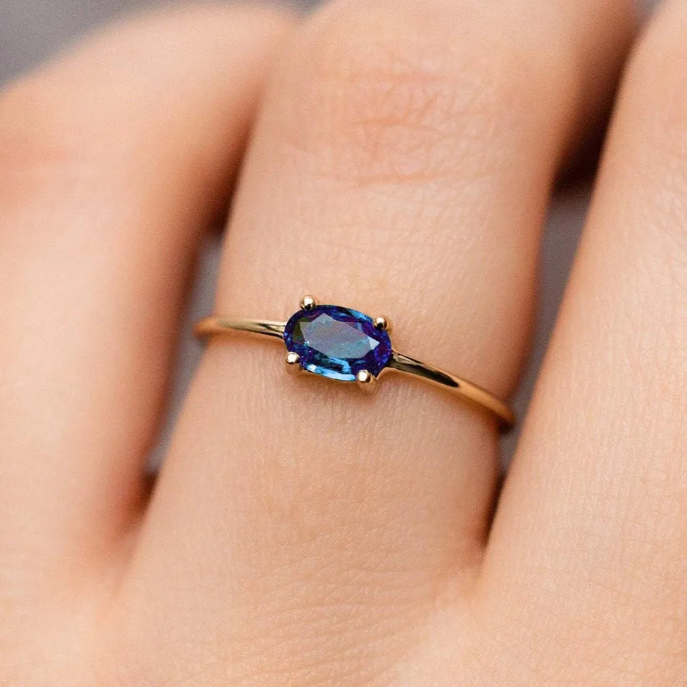 Simple Multicolor Oval Zircon Rings
