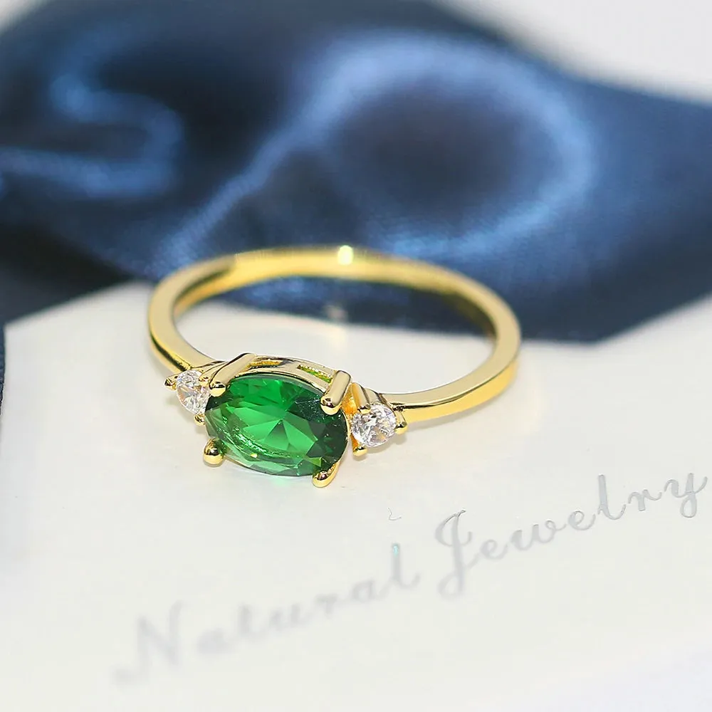 Simple Multicolor Oval Zircon Rings