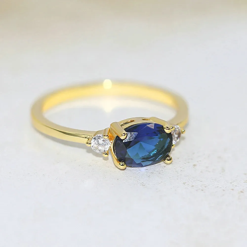 Simple Multicolor Oval Zircon Rings