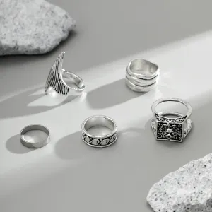 Simple Retro Hip Hop Style Stackable Design Rings