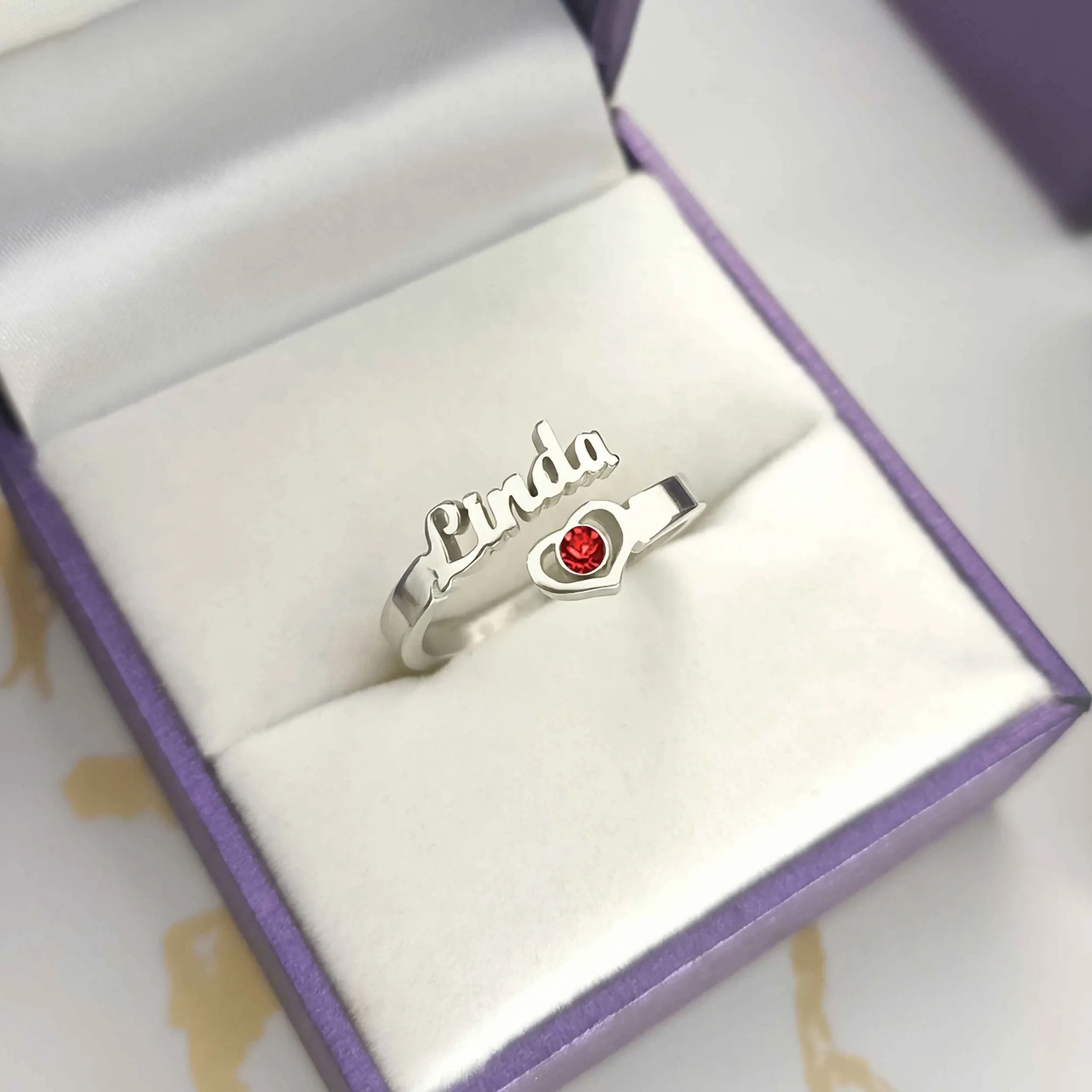 Single Name Ring (Birthstone Optional)
