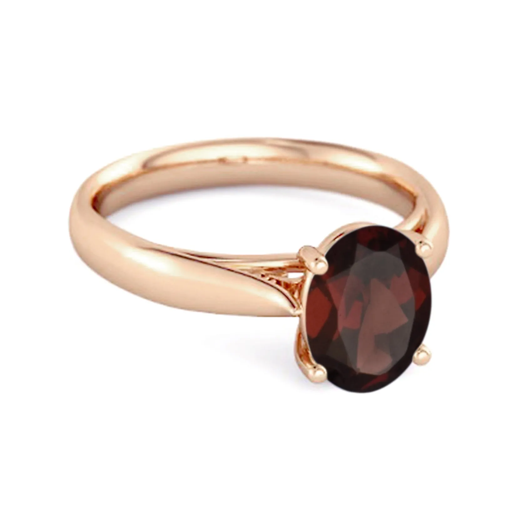 Single Stone 1.50 Ctw Garnet 925 Sterling Silver Stackable Ring