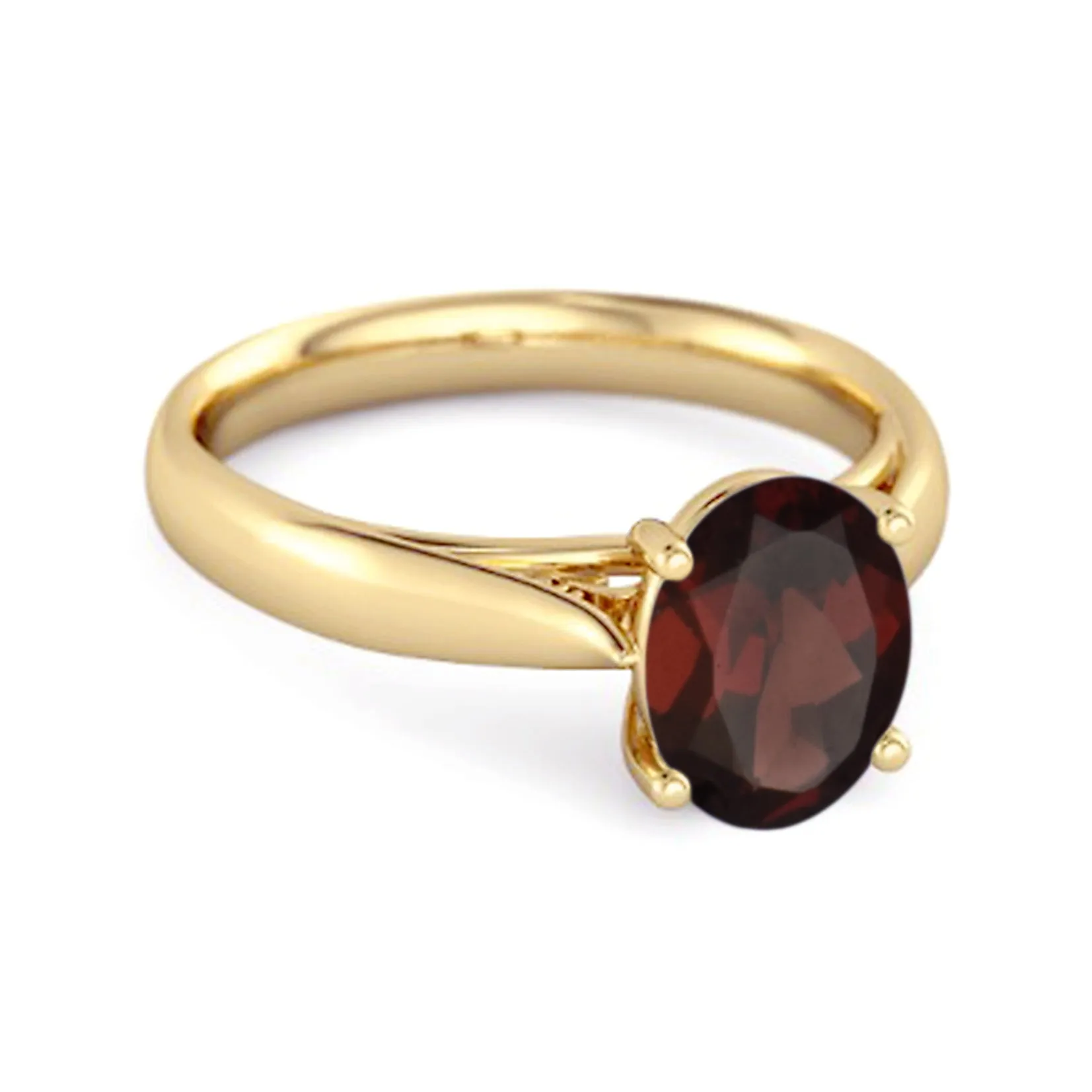 Single Stone 1.50 Ctw Garnet 925 Sterling Silver Stackable Ring