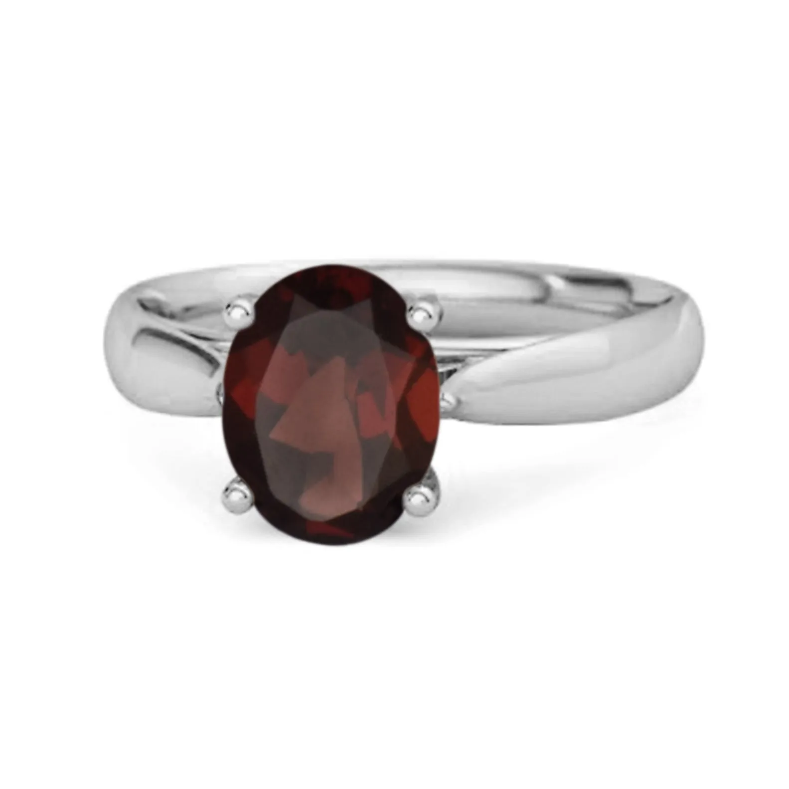 Single Stone 1.50 Ctw Garnet 925 Sterling Silver Stackable Ring