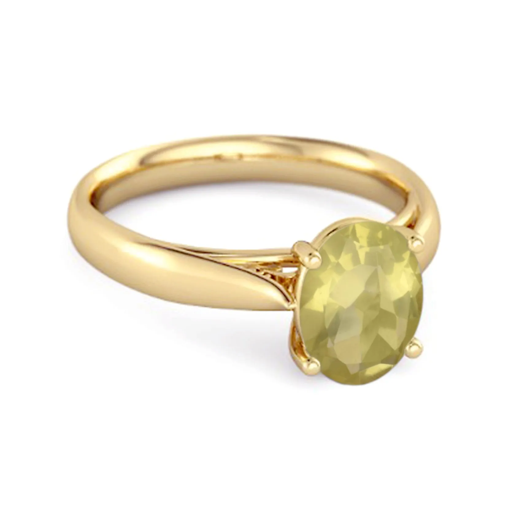 Single Stone 1.50 Ctw Lemon Quartz 925 Sterling Silver Stackable Ring