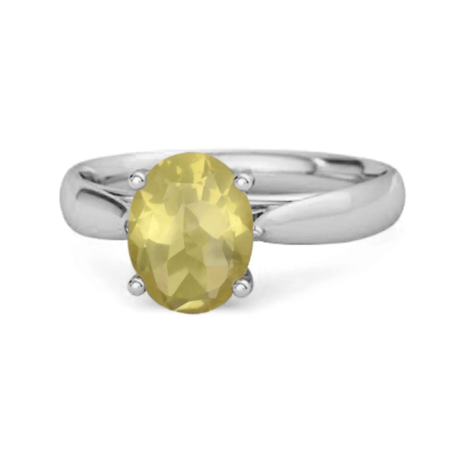 Single Stone 1.50 Ctw Lemon Quartz 925 Sterling Silver Stackable Ring