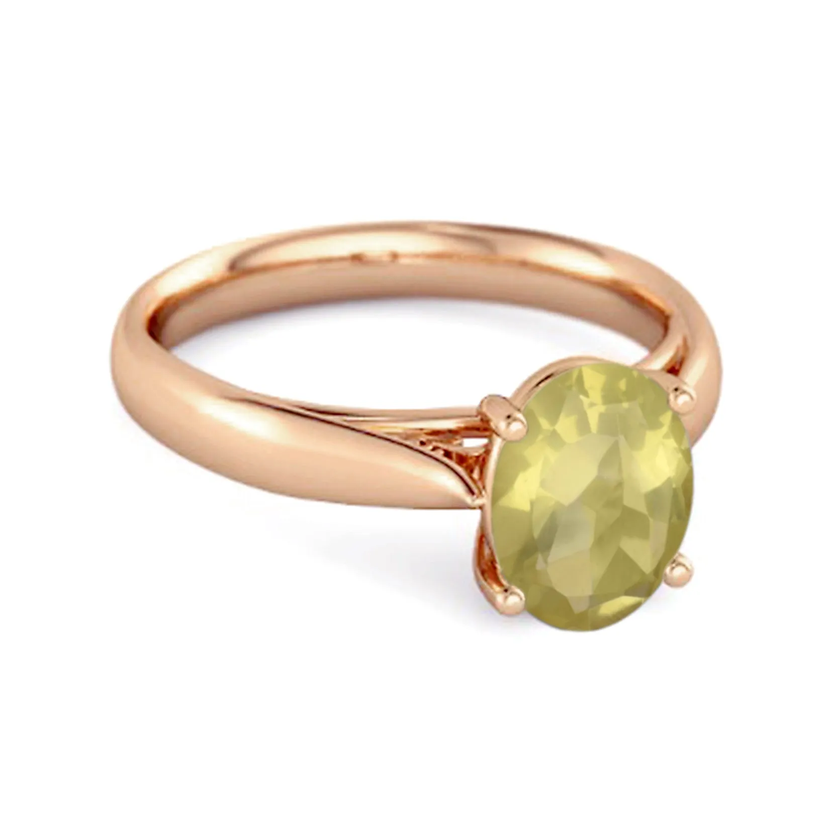 Single Stone 1.50 Ctw Lemon Quartz 925 Sterling Silver Stackable Ring
