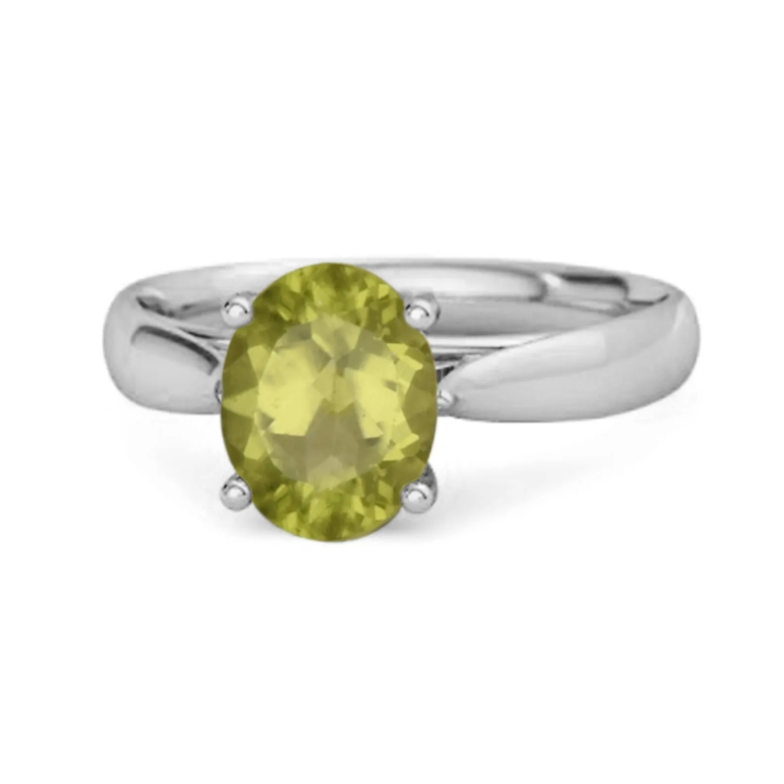 Single Stone 1.50 Ctw Peridot 925 Sterling Silver Stackable Ring