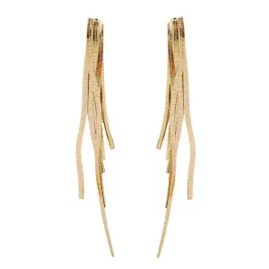 Skinny Gold Cascading Tassel Earrings
