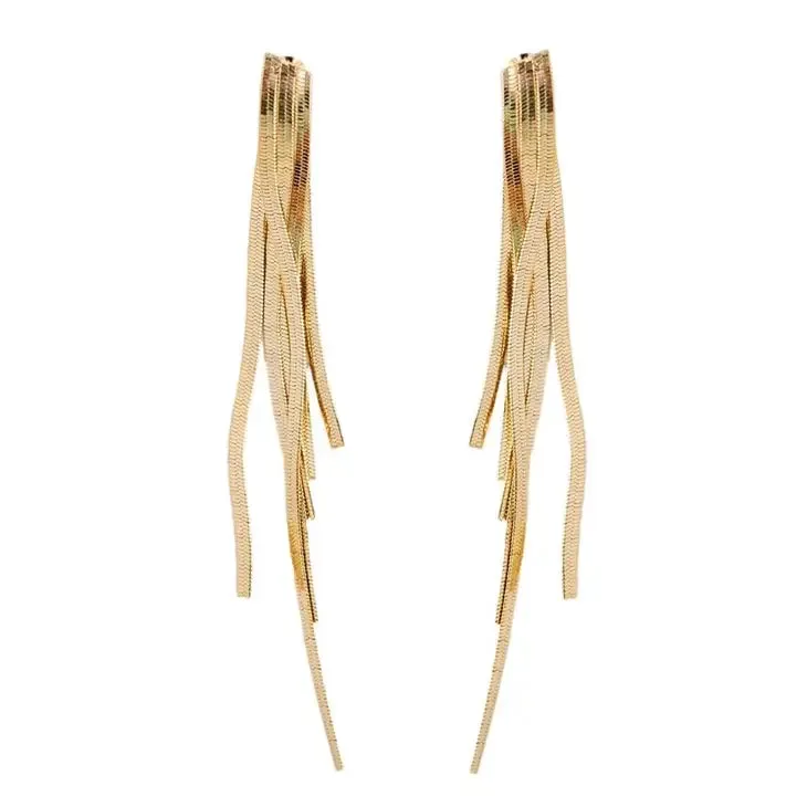 Skinny Gold Cascading Tassel Earrings