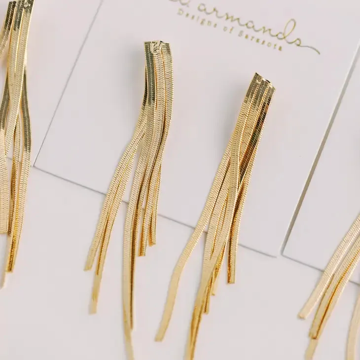 Skinny Gold Cascading Tassel Earrings