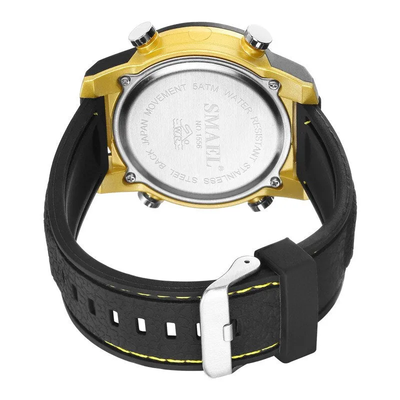 SMAEL Brand Mens Sport Watches Fashion Countdown Leather Strap Male Waterproof LED Digital Leather Strap Clock Man Watch For Men