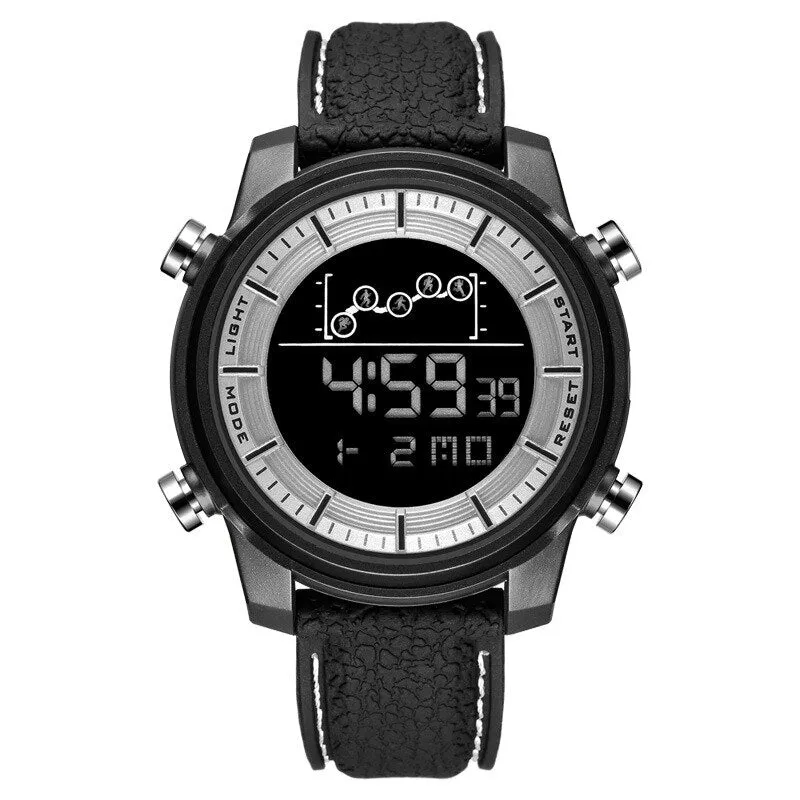 SMAEL Brand Mens Sport Watches Fashion Countdown Leather Strap Male Waterproof LED Digital Leather Strap Clock Man Watch For Men