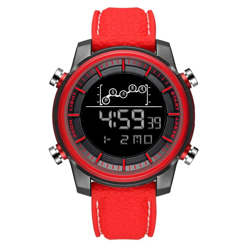 SMAEL Brand Mens Sport Watches Fashion Countdown Leather Strap Male Waterproof LED Digital Leather Strap Clock Man Watch For Men