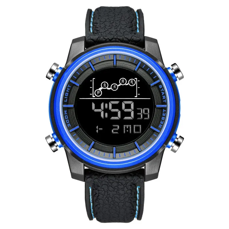 SMAEL Brand Mens Sport Watches Fashion Countdown Leather Strap Male Waterproof LED Digital Leather Strap Clock Man Watch For Men