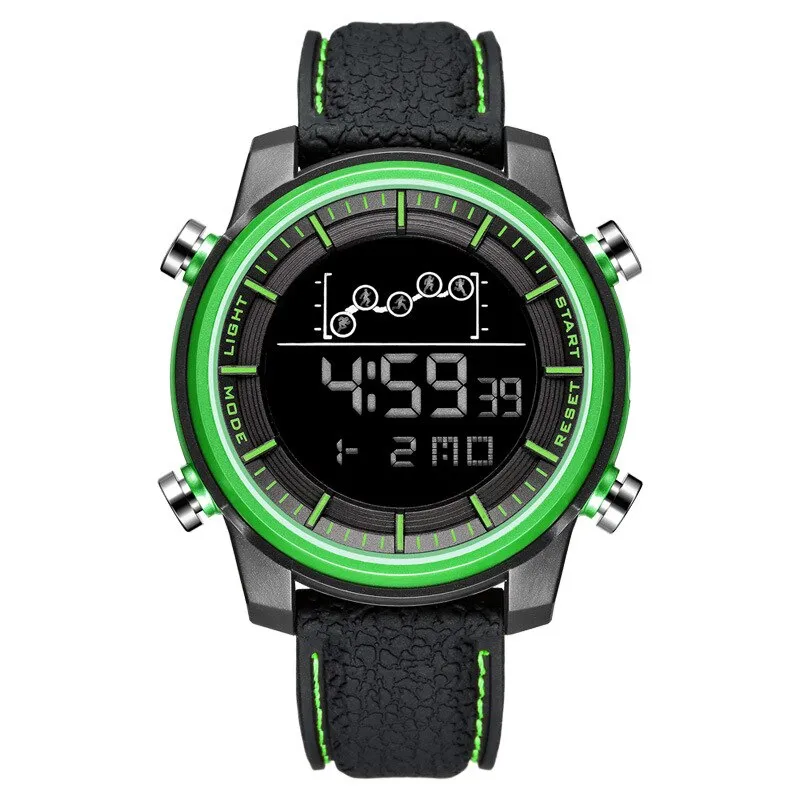 SMAEL Brand Mens Sport Watches Fashion Countdown Leather Strap Male Waterproof LED Digital Leather Strap Clock Man Watch For Men