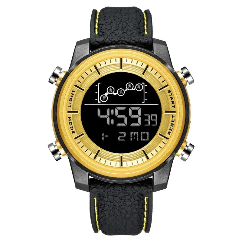 SMAEL Brand Mens Sport Watches Fashion Countdown Leather Strap Male Waterproof LED Digital Leather Strap Clock Man Watch For Men