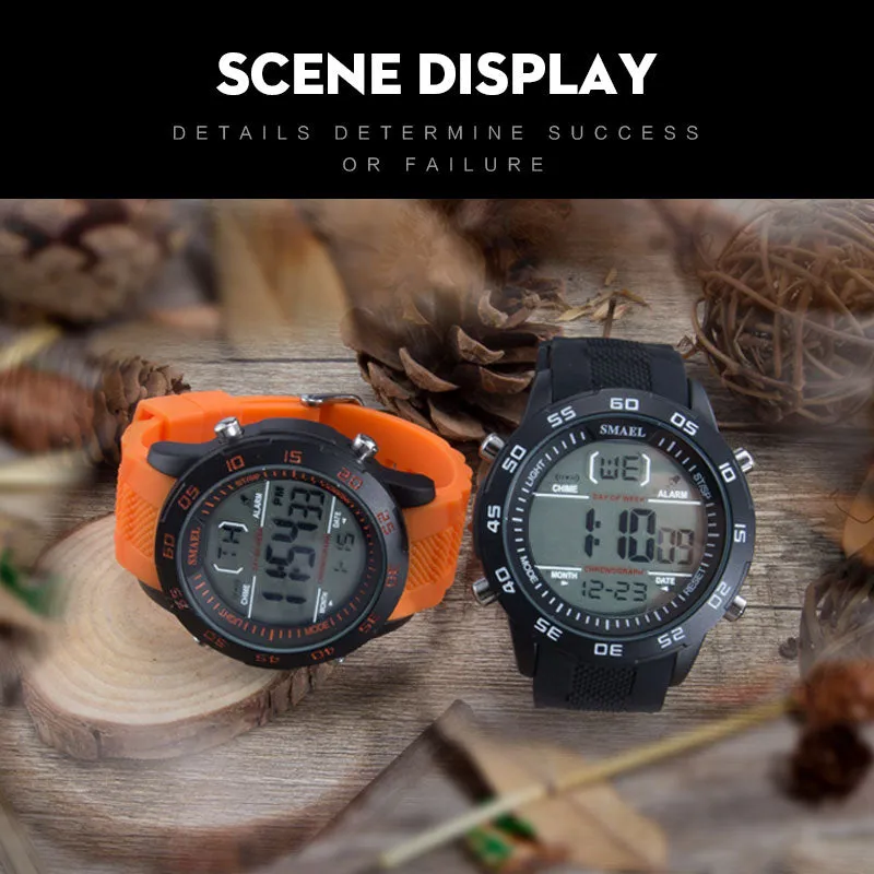 SMAEL Fashion Sport Watches Men Silicone Strap Brand Digital-Watch Noctilucous Waterproof Luxury Watch Men&#39;s Relogios Masculinos