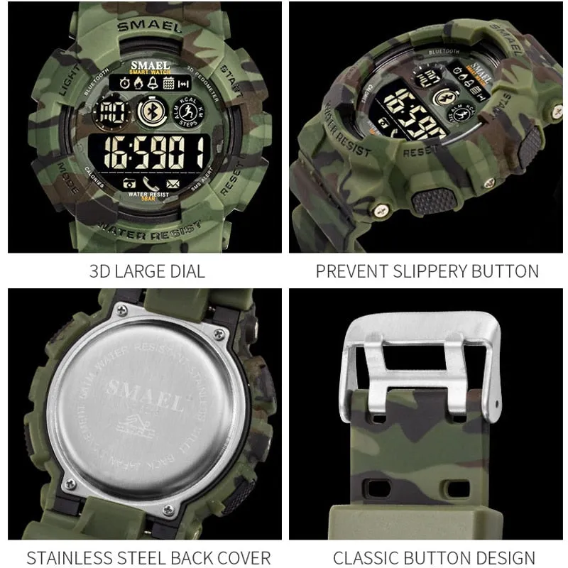 SMAEL Male Military Army Camouflage Wrist Watch LED Display Watches Chronograph Sport WristWatches Mens Digital Watches For Men