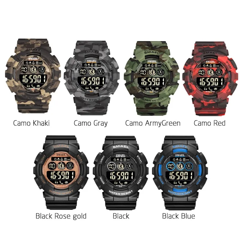SMAEL Male Military Army Camouflage Wrist Watch LED Display Watches Chronograph Sport WristWatches Mens Digital Watches For Men