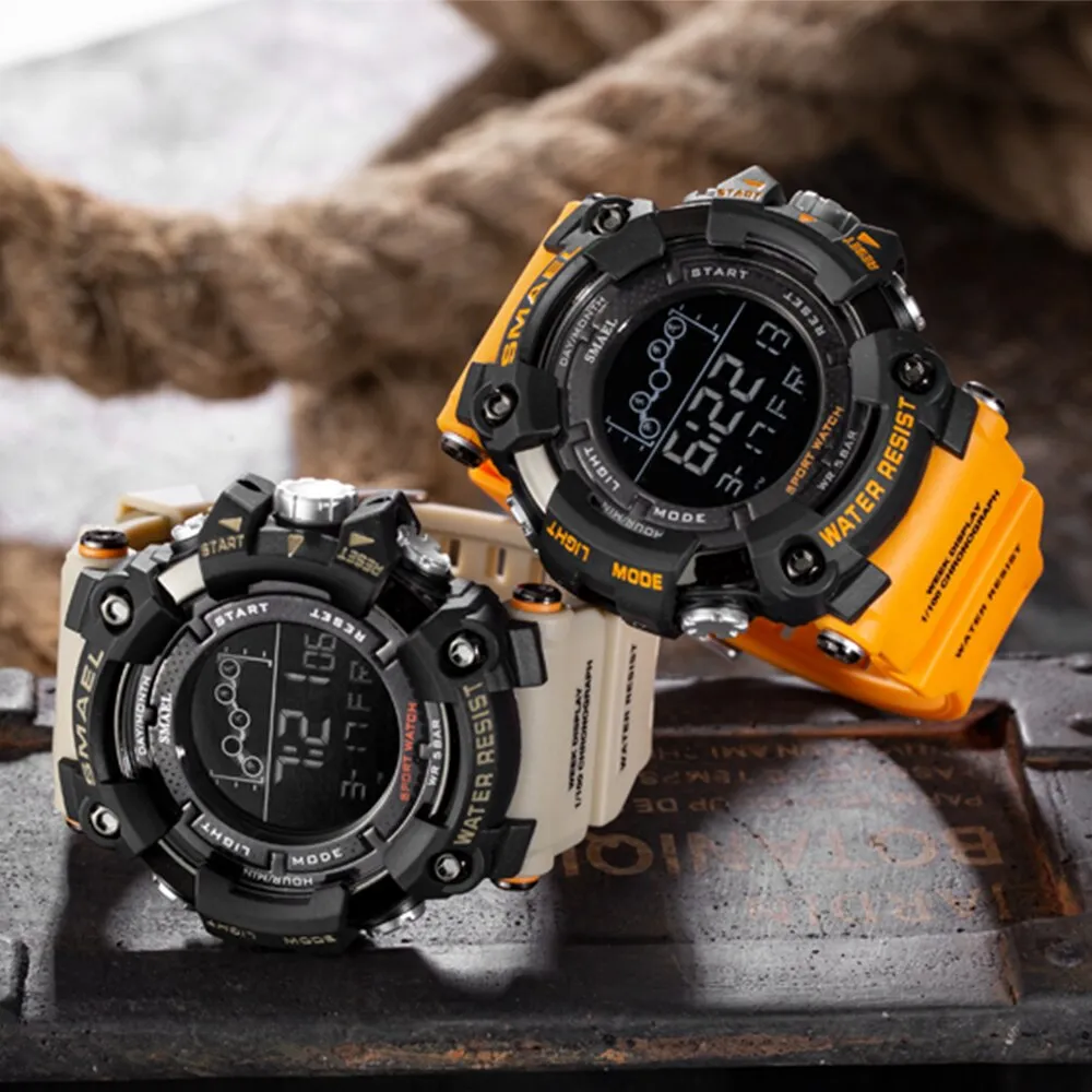 SMAEL Mens Watch Army Military LED Digital Sport Watches Fashion Casual Water Resistant Stopwatches For Male Multifunction Clock