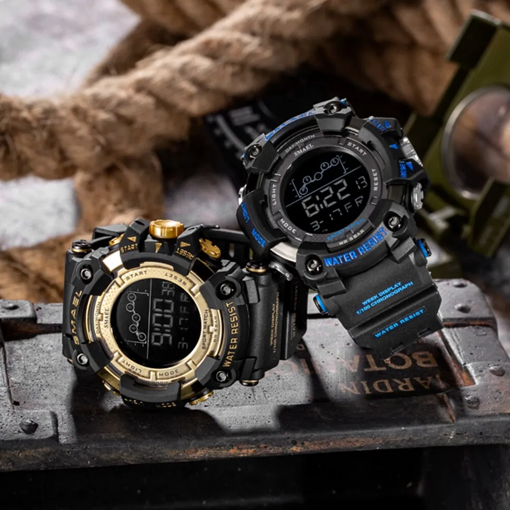 SMAEL Mens Watch Army Military LED Digital Sport Watches Fashion Casual Water Resistant Stopwatches For Male Multifunction Clock