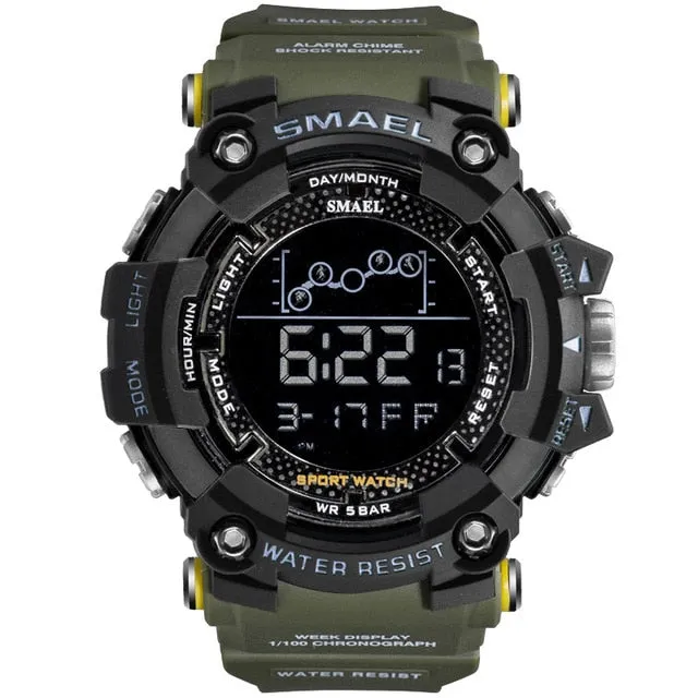 SMAEL Mens Watch Army Military LED Digital Sport Watches Fashion Casual Water Resistant Stopwatches For Male Multifunction Clock