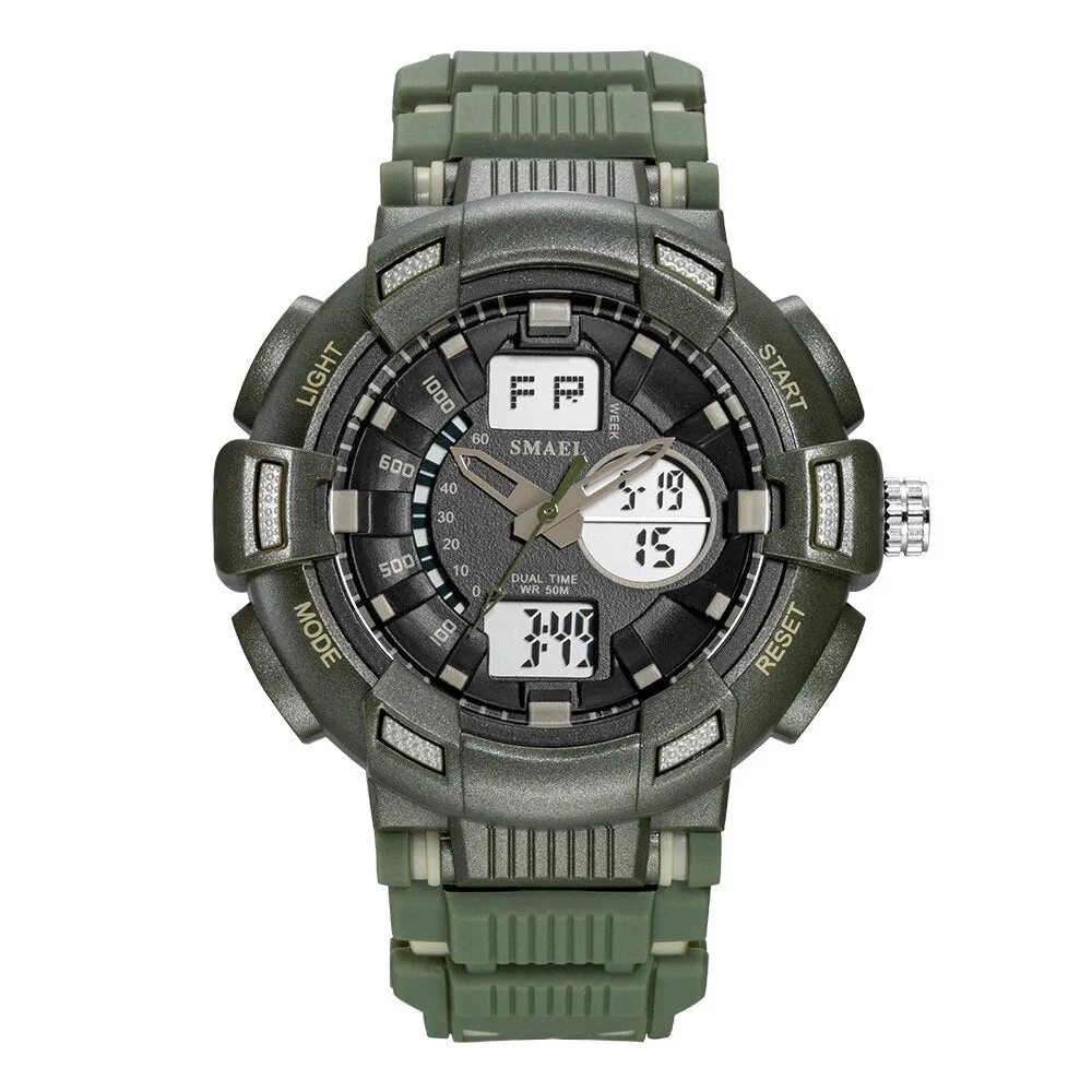 SMAEL New Fashion Men&#39;s Sports Watches Men Quartz Analog LED Digital Clock Man Military Waterproof Stopwatch Watch Reloj Hombre