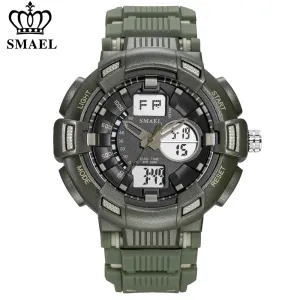 SMAEL New Fashion Men&#39;s Sports Watches Men Quartz Analog LED Digital Clock Man Military Waterproof Stopwatch Watch Reloj Hombre