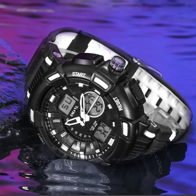 SMAEL New Fashion Men&#39;s Sports Watches Men Quartz Analog LED Digital Clock Man Military Waterproof Stopwatch Watch Reloj Hombre