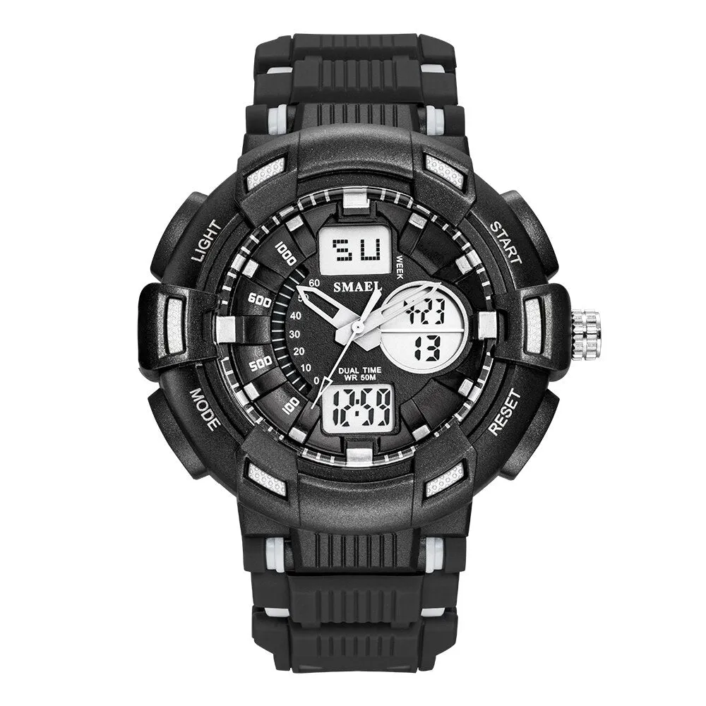 SMAEL New Fashion Men&#39;s Sports Watches Men Quartz Analog LED Digital Clock Man Military Waterproof Stopwatch Watch Reloj Hombre