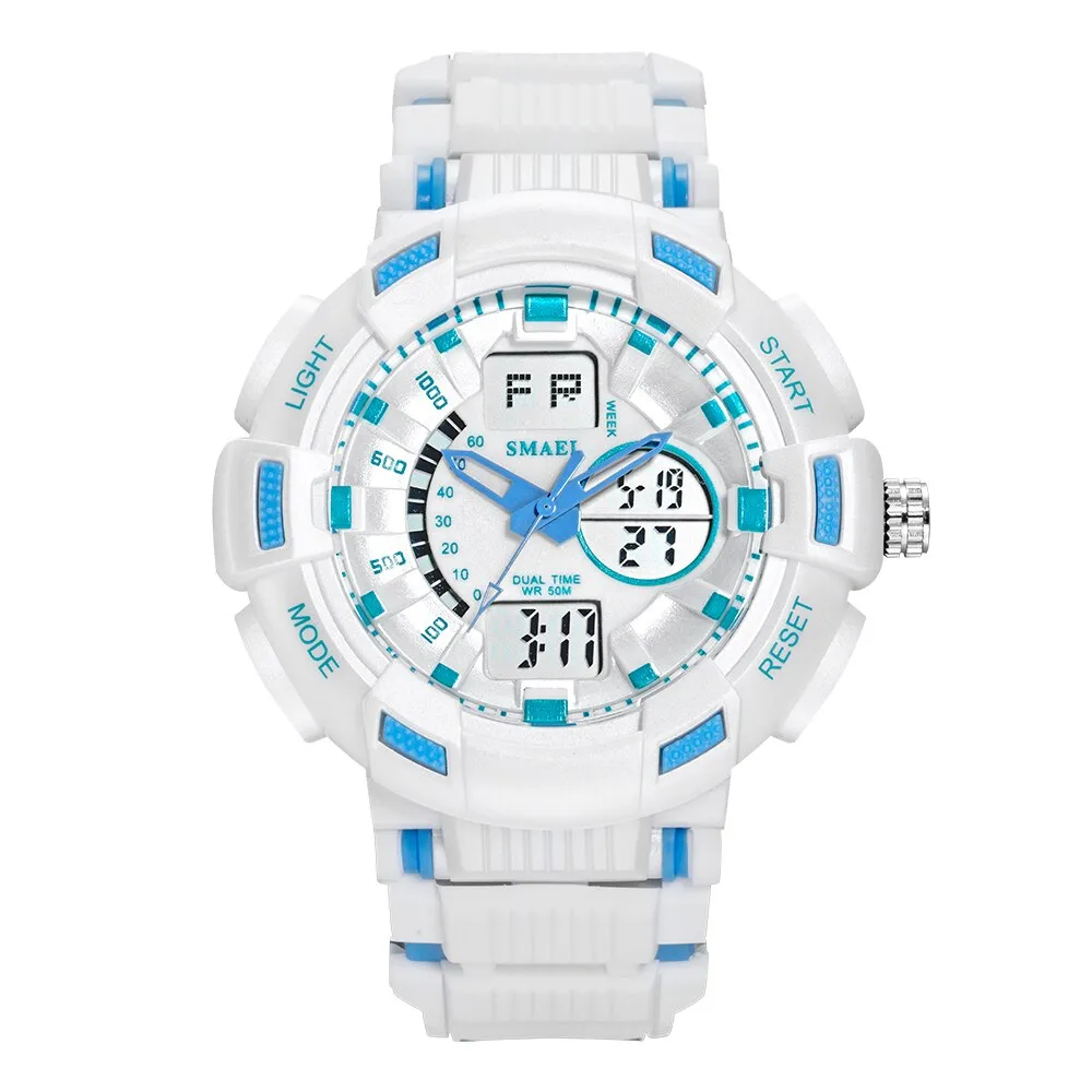 SMAEL New Fashion Men&#39;s Sports Watches Men Quartz Analog LED Digital Clock Man Military Waterproof Stopwatch Watch Reloj Hombre