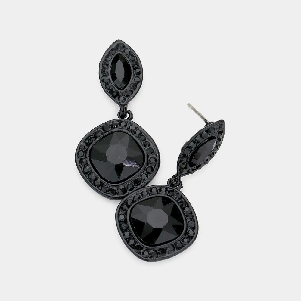 Small Black Dangle Pageant Earrings  | Interview Earrings | 525345