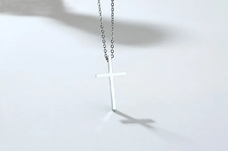 Small Size High Quality Glossy Finish Waterproof Cross Stainless Steel Pendant Necklace Chain for Women & Men