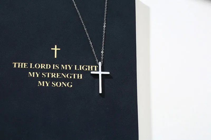 Small Size High Quality Glossy Finish Waterproof Cross Stainless Steel Pendant Necklace Chain for Women & Men
