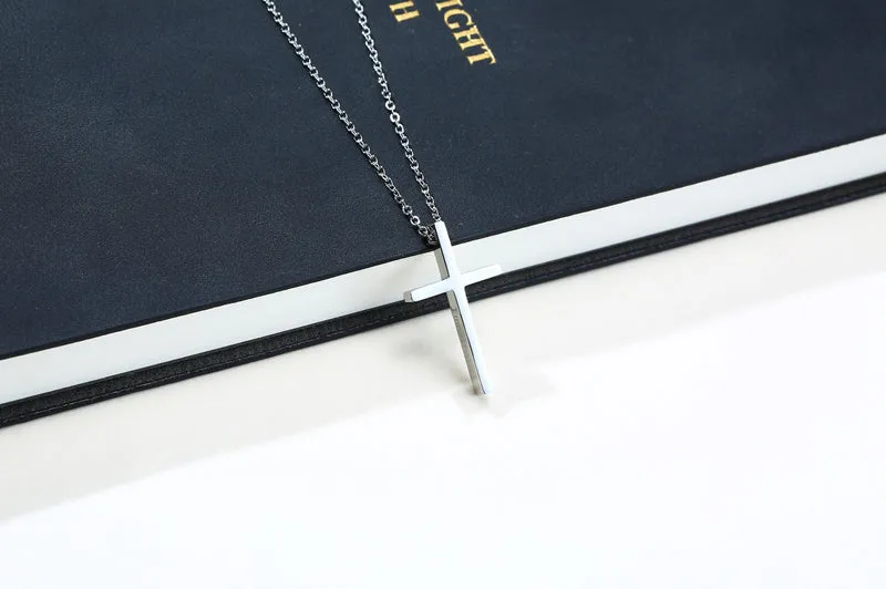 Small Size High Quality Glossy Finish Waterproof Cross Stainless Steel Pendant Necklace Chain for Women & Men