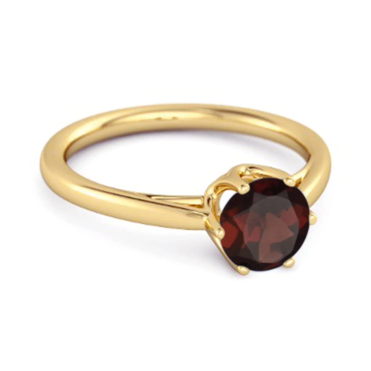 Solid 925 Sterling Silver Garnet 6-Prong Set Solitaire Ring