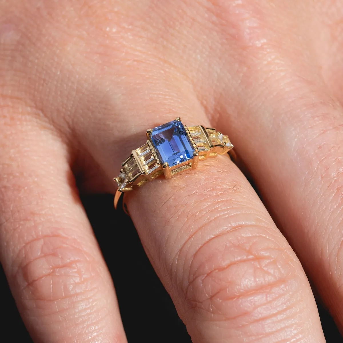 Solid Gold 2024 December Capsule Vintage Inspired Tanzanite Statement Ring