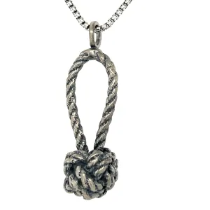 Solid Silver Monkey Fist ball Knot Necklace