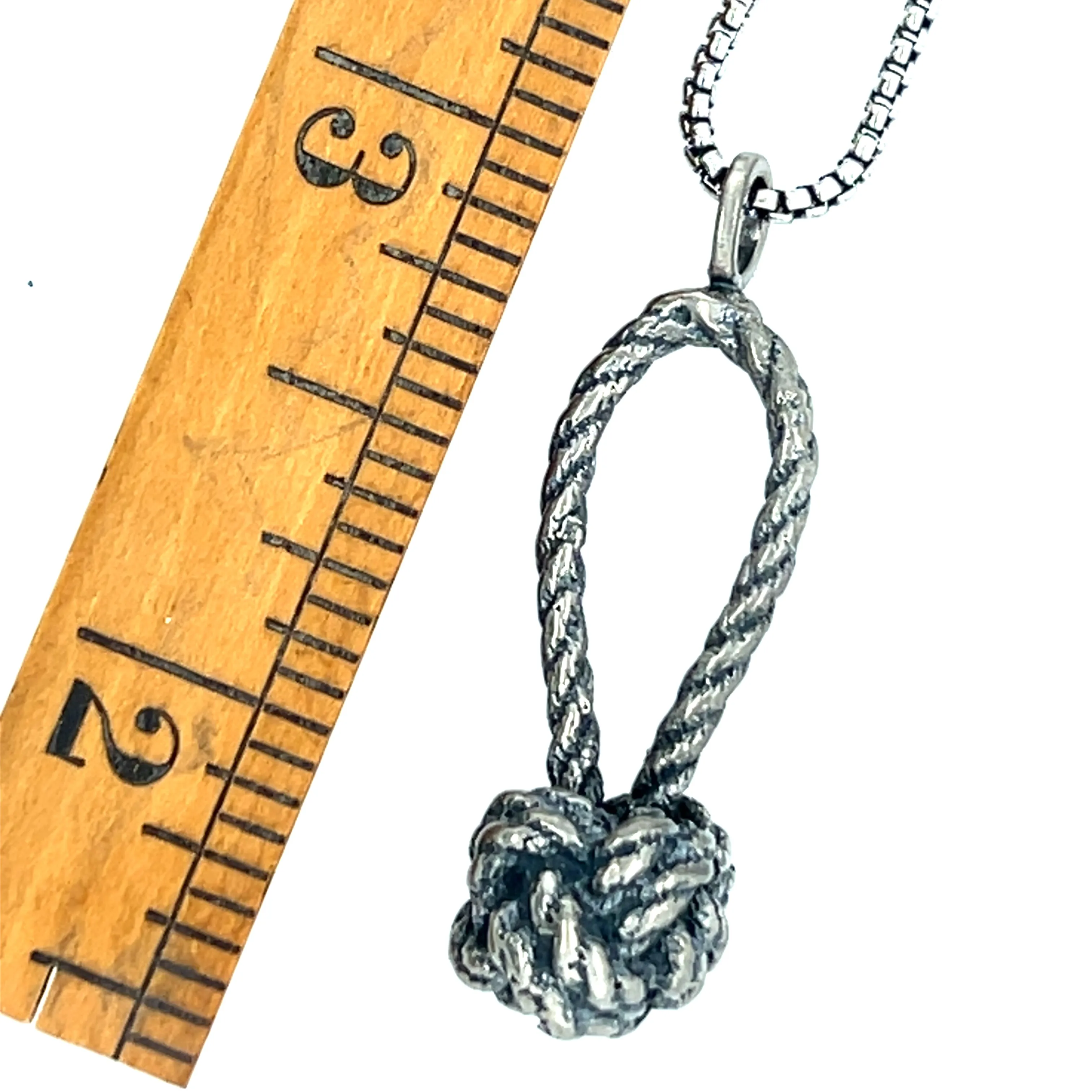 Solid Silver Monkey Fist ball Knot Necklace
