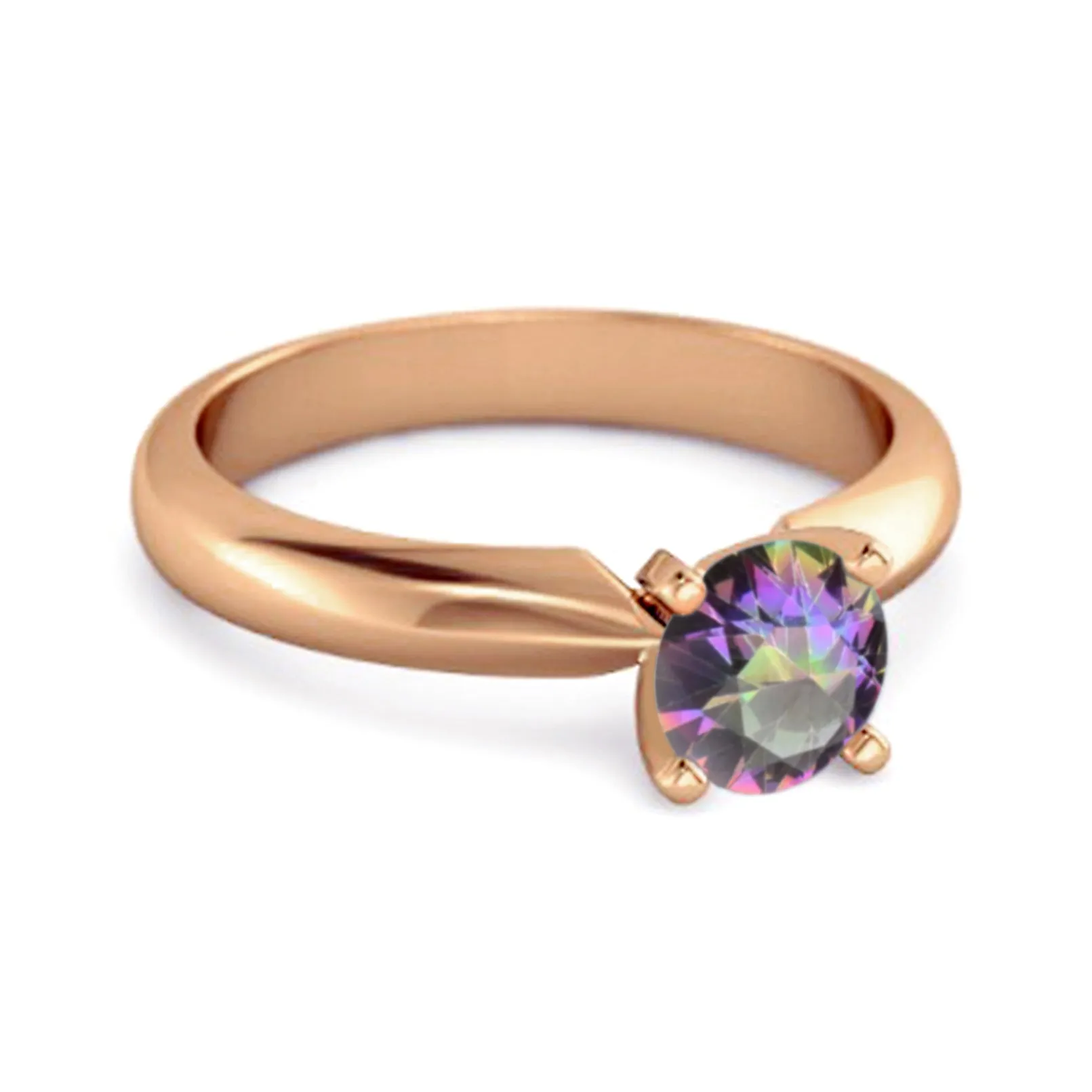 Solitaire 0.25 Cts Brilliant Cut Mystic Topaz 925 Silver Promise Ring