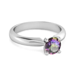 Solitaire 0.25 Cts Brilliant Cut Mystic Topaz 925 Silver Promise Ring